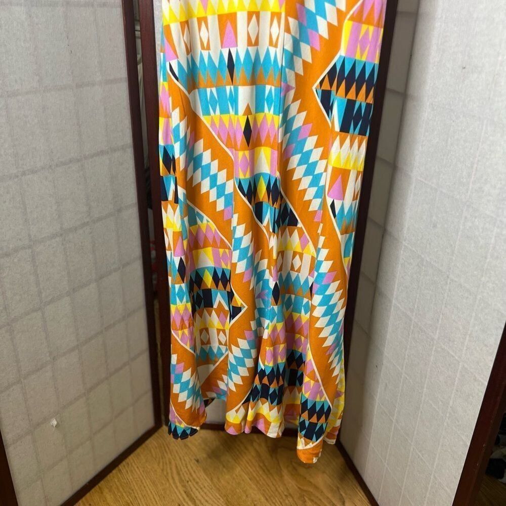 NWT ZARA AZETC PRINT HALTER BACK MAXI DRESS SIZE S‎ - Picture 5 of 9